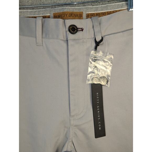 NWT Nifty Genius Chino Pants Mens 32 Stretch Classic Straight Leg Light Gray - Picture 3 of 13